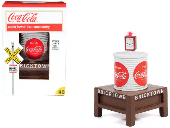 Coca-Cola water tower train accessory
TOWER LIGHTS UP! Batteries included!
TRAX COLLECTION SIDE
CLASSIC RICKTOWN METAL WORKS
BRICKTOWN
HO SCALE