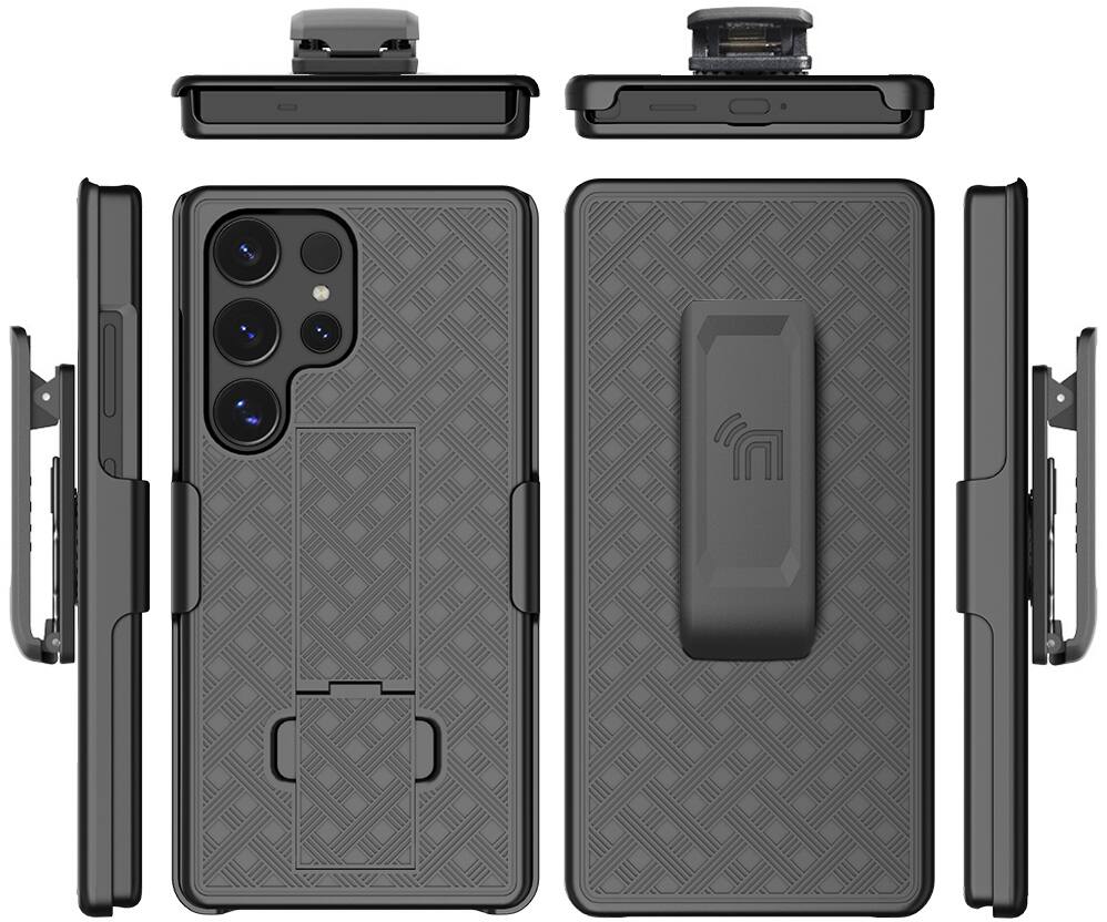 Alt View 8. Nakedcellphone - Combo for Samsung Galaxy S25 Ultra Phone - Slim Case and Belt Clip Holster - Black.