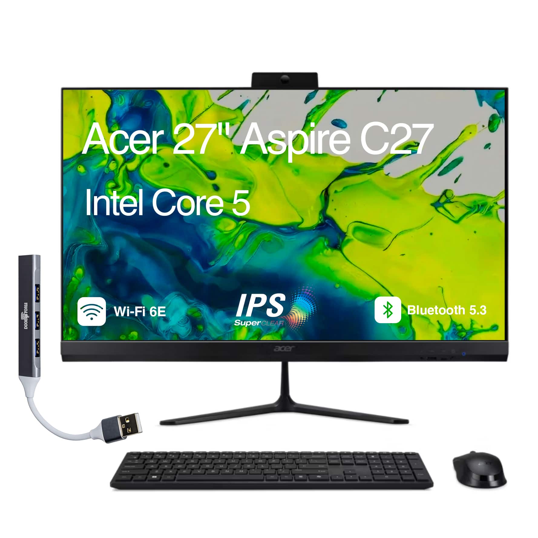 Acer - Aspire C27 All-in-One 27 FHD Display (Core 5 120U, 16GB, 1TB SSD, Integrated Graphics, Win 11 Pro) w/USB Hub