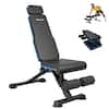 Front. MERACH - MERACH Adjustable Weight Bench with Extended Headrest and Leg Extension 990LBS Capacity Foldable Workout Bench - Black.