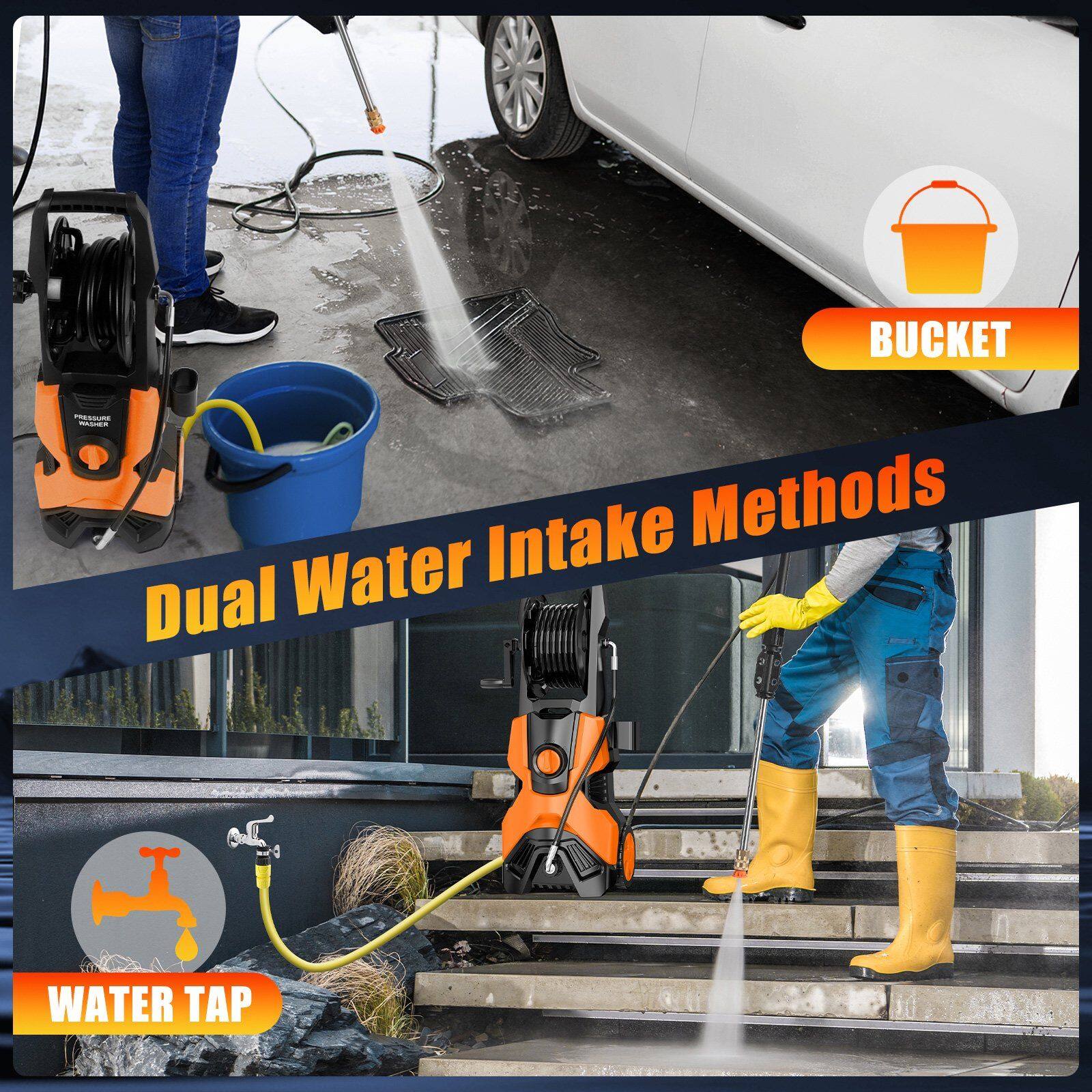 Dual Water Intake Methods, Bucket, Water Tap