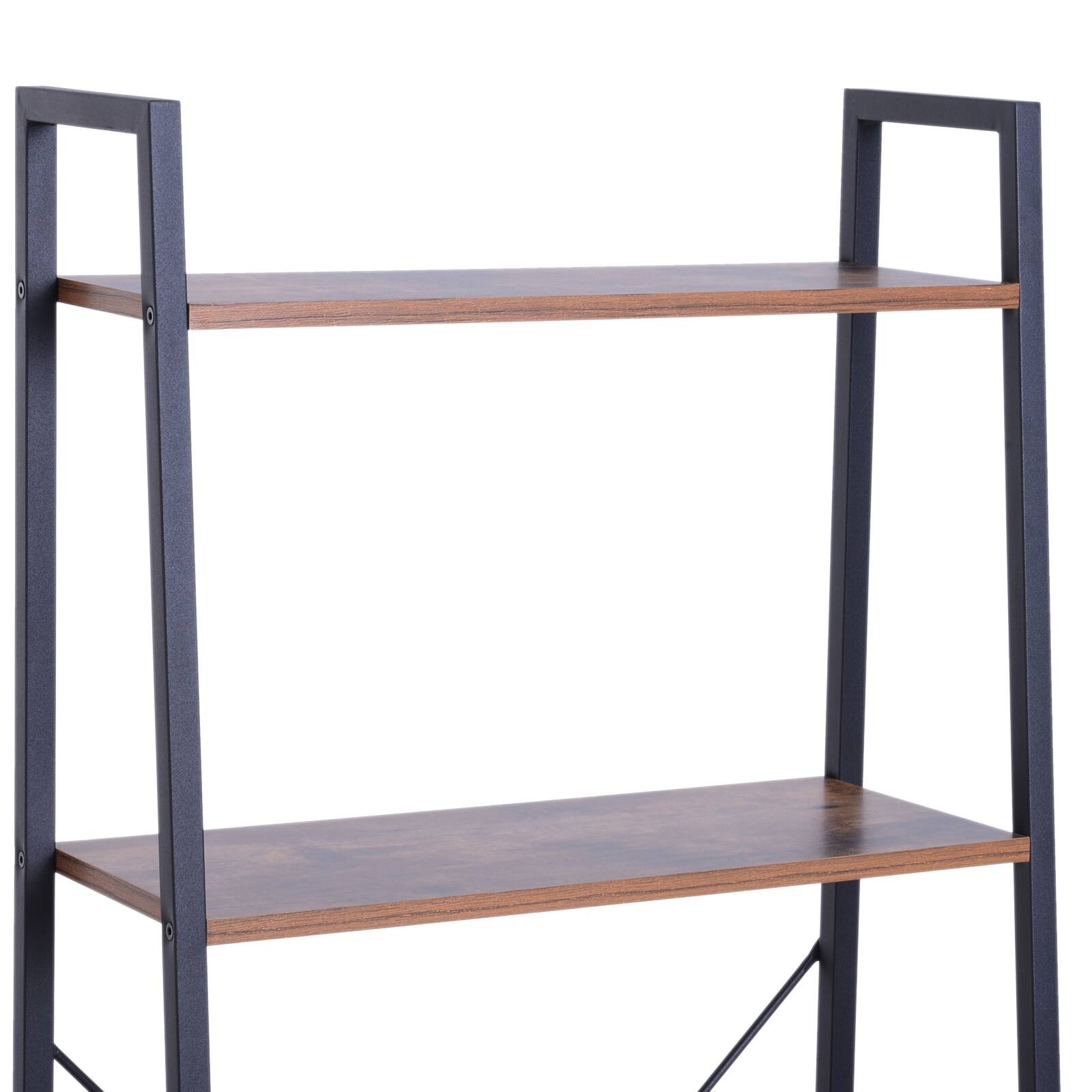 Homcom Industrial 4 Tier Ladder Shelf Bookshelf Vintage Storage Rack ...