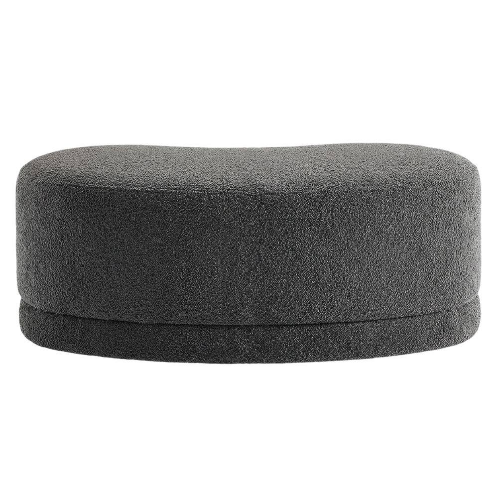 Back. Outdoor Escape - Upholstered Outdoor Ottoman Bench With Cushioned Top In Neutral Fabric - Gray.