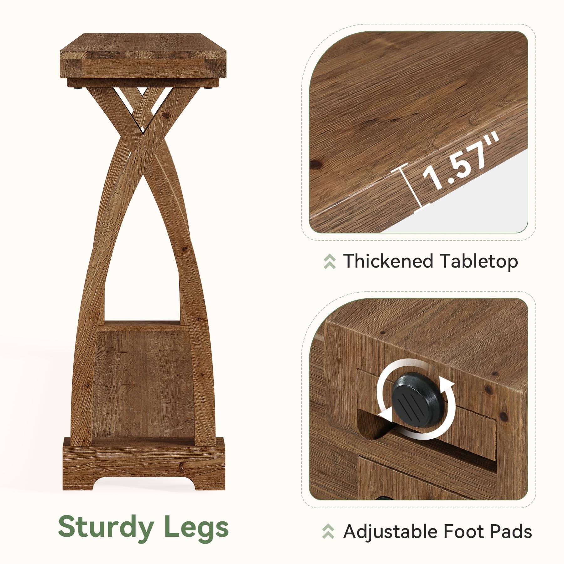 1.57" Thickened Tabletop  
Sturdy Legs  
Adjustable Foot Pads
