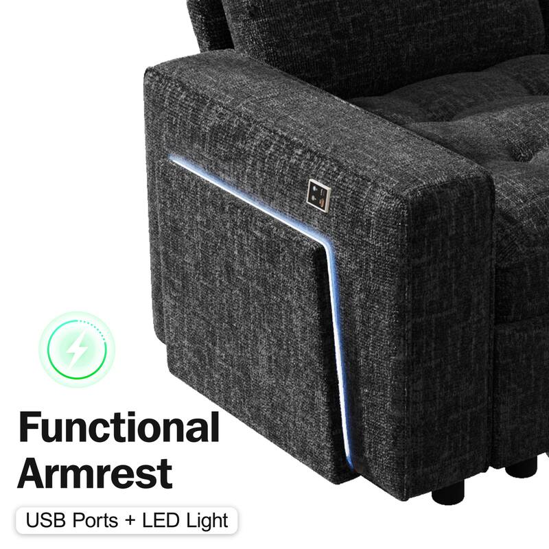 Functional Armrest  
USB Ports + LED Light