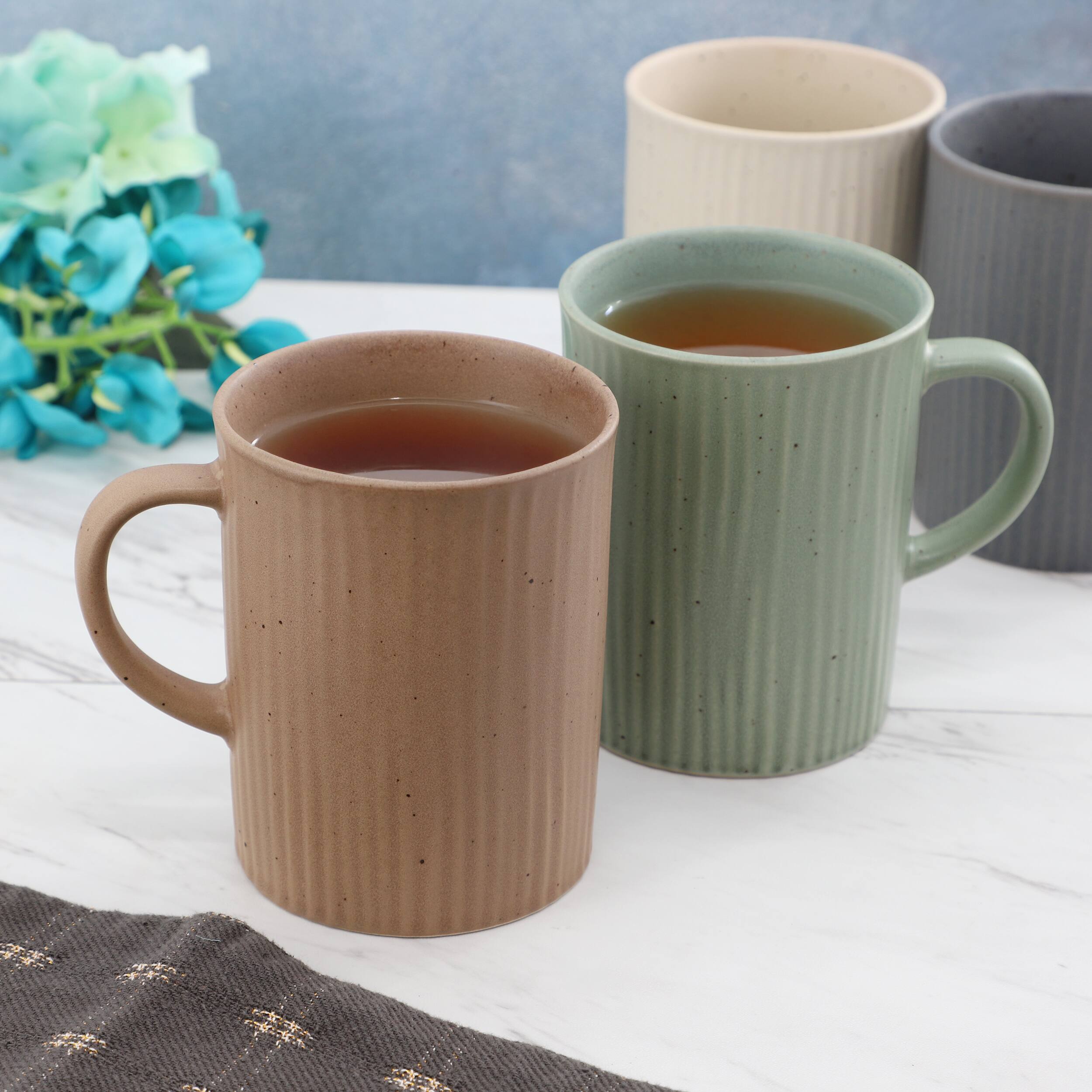 Alt View 5. Gibson - Gibson Home Evening Stroll 4 Piece 19 Ounce Stoneware Ribbed Mug Set in Assorted Color - Assorted.