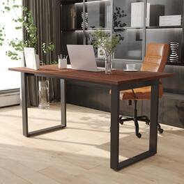 Emma + Oliver - Remy 60x30 Dining or Gaming Table with Double Sided Laminate Table Top and Heavy Duty U-Frame Steel Base - Walnut