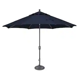 Mondawe - 11' Octagon Patio Umbrella Push Button Tilt Anthracite Frame - Navy