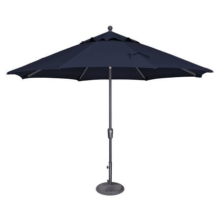 Front. Mondawe - 11' Octagon Patio Umbrella Push Button Tilt Anthracite Frame - Navy.