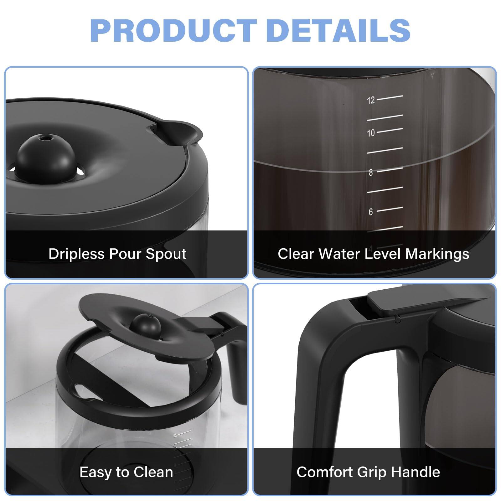 PRODUCT DETAILS

- Dripless Pour Spout
- Clear Water Level Markings
- Easy to Clean
- Comfort Grip Handle