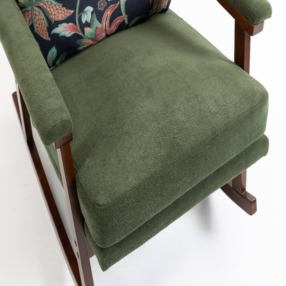 Alt View 10. Loheer - Loheer Mid Century Modern Accent Chair Solid Wood Rocking Chair Green - Green.