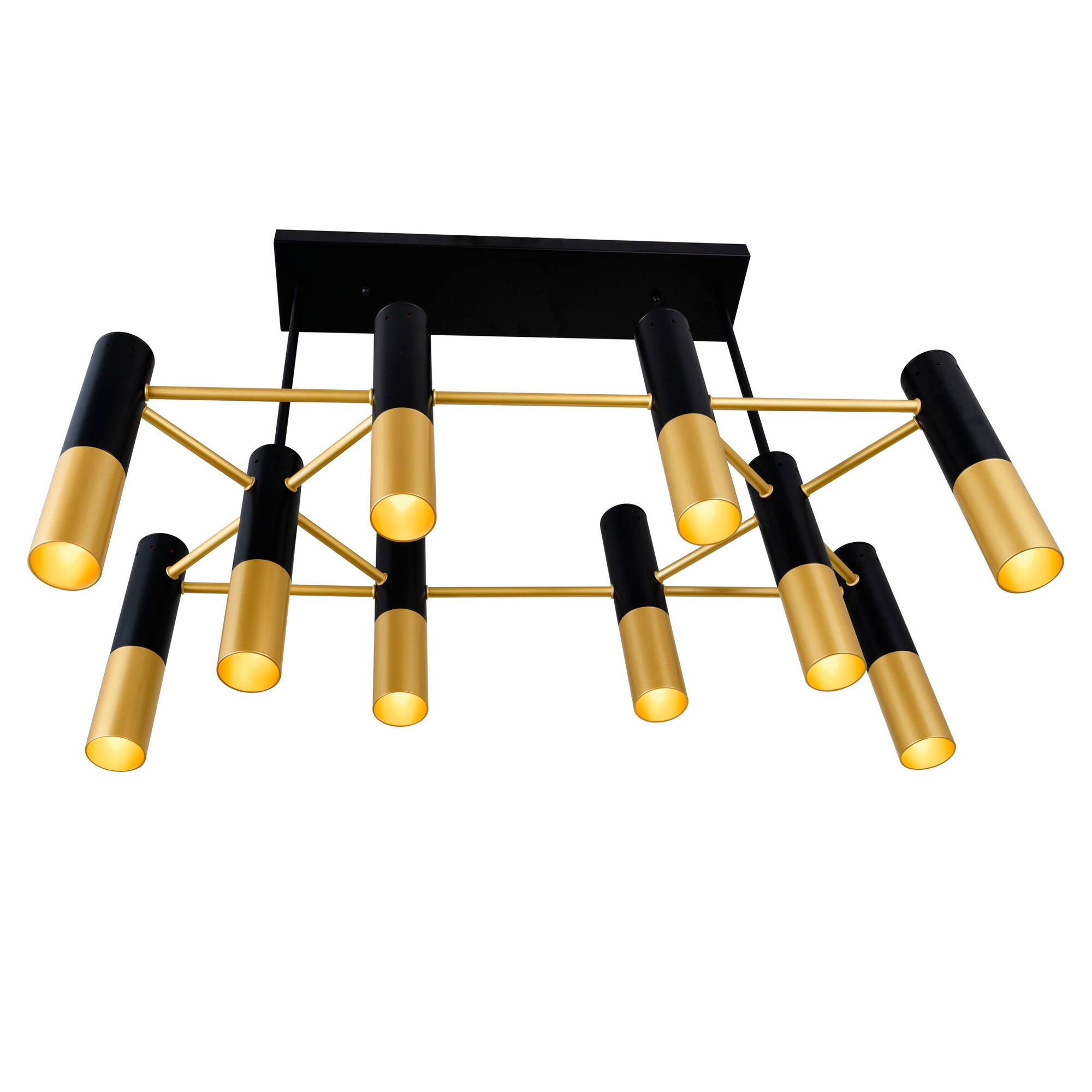 Back. CWI Lighting - Anem 10 Light Down Chandelier With Matte Black & Satin Gold Finish - Matte Black & Satin Gold.
