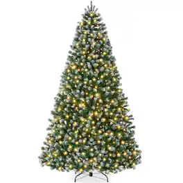 Best Choice Products - Artificial Frosted Christmas Tree, 6ft Premium Pre-Lit Spruce Design, Dense Branches Green Spruce - Green Spruce - Frosted