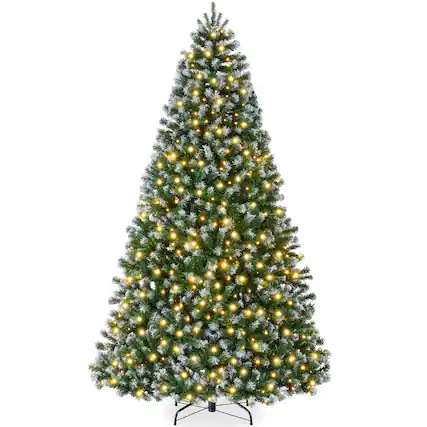 Front. Best Choice Products - Best Choice Products Artificial Frosted Christmas Tree, 6ft Premium Pre-Lit Spruce Design, Dense Branches Green Spruce - Green Spruce - Frosted.