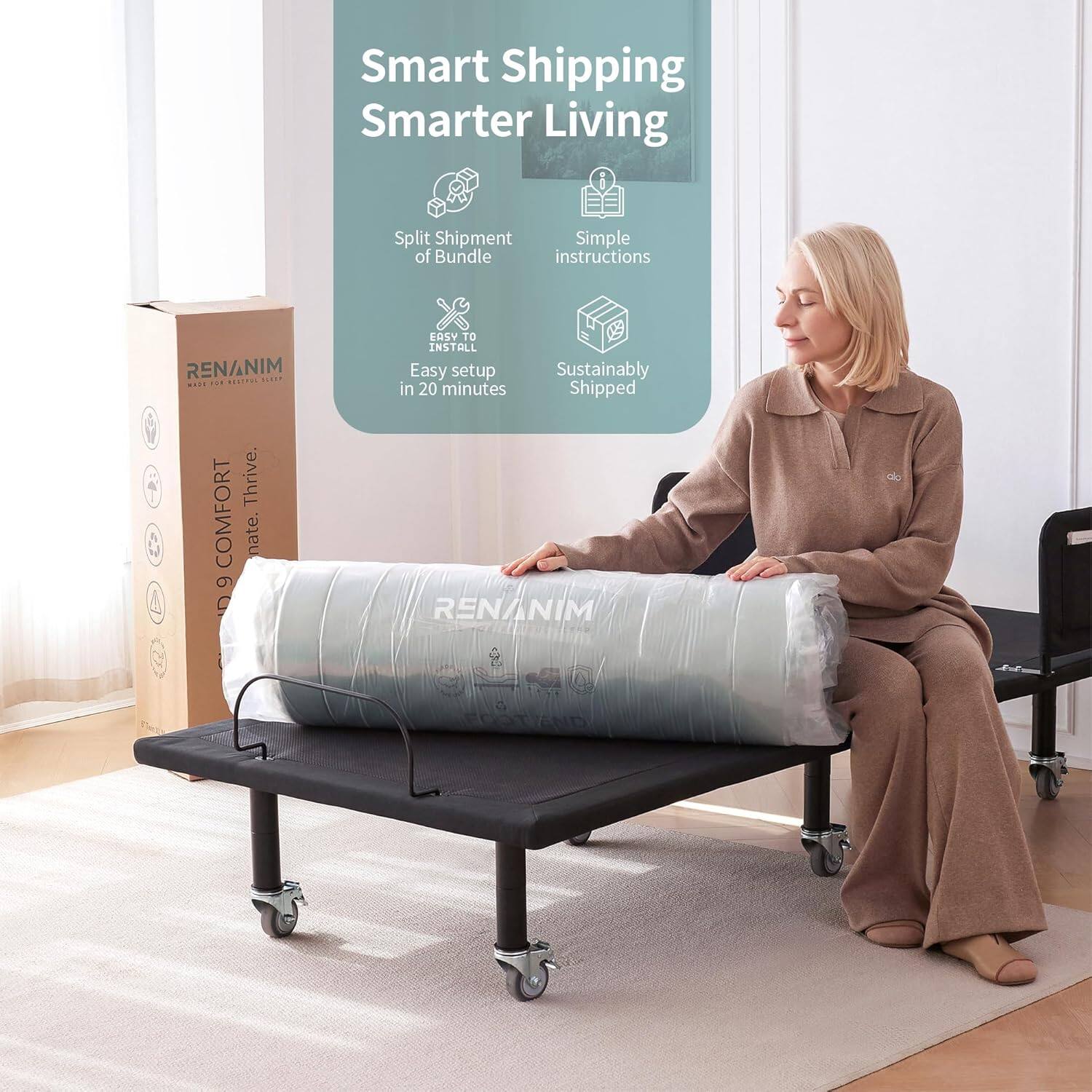 Smart Shipping Smarter Living

Split Shipment of Bundle
Simple instructions
Easy setup in 20 minutes
Sustainably Shipped

RENANIM
RENANIM ECOTAND