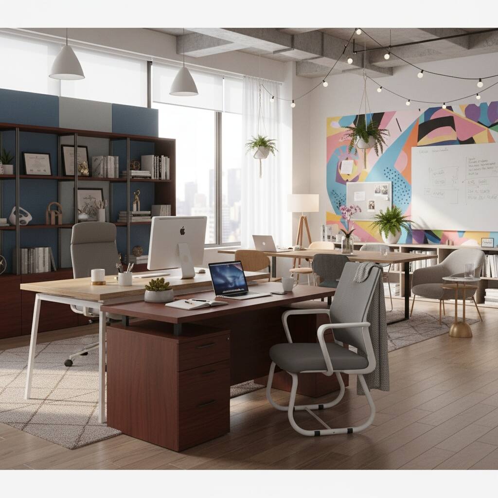 Left. Forest'nSky - Modern Office Chair with Metal Frame, Soft Comfortable Seating, Swivel Desk Chair for Home Office - Gray.