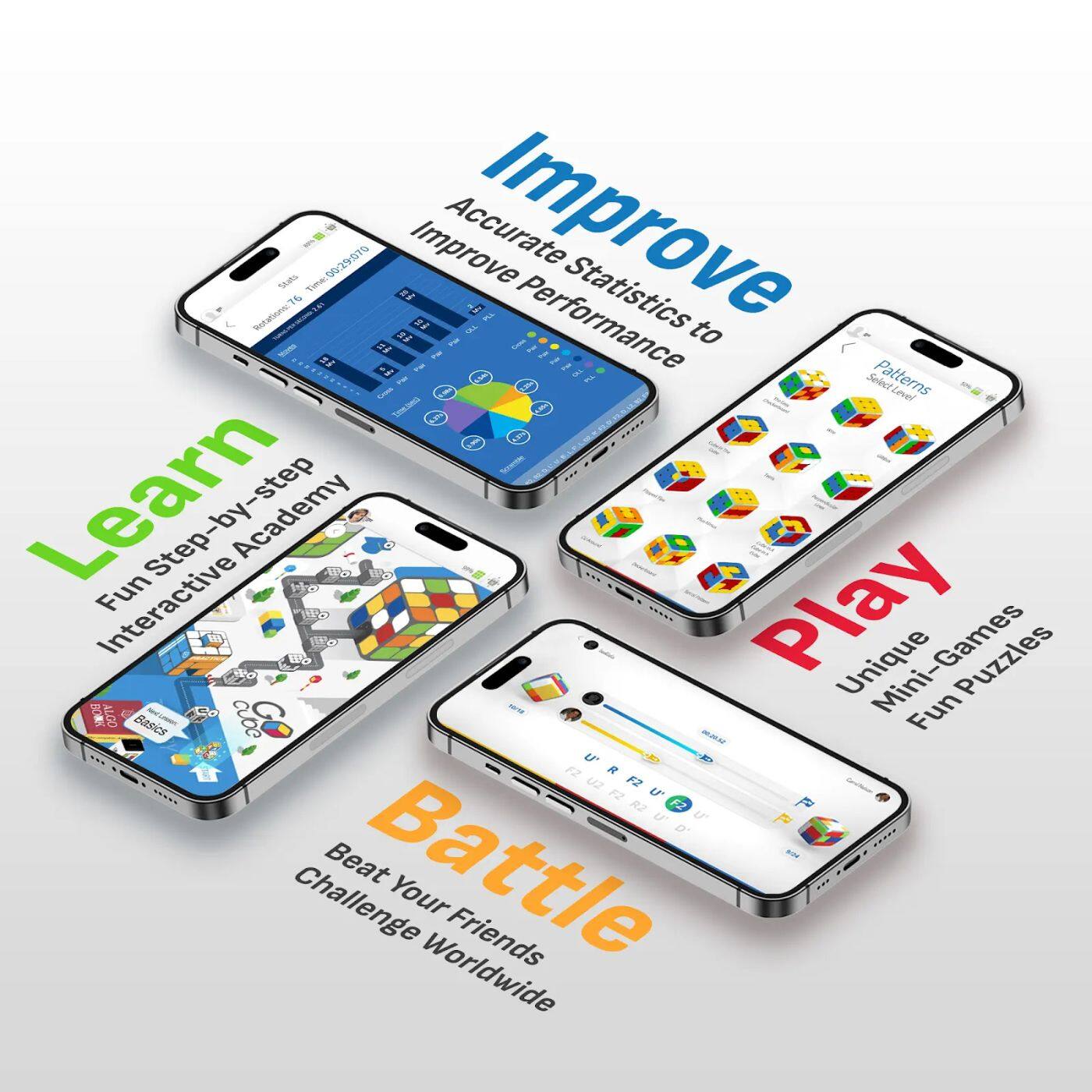 Improve Statistics to Improve Performance
Learn Fun Interactive Step-by-step Academy
Play Unique Mini-Games Fun Puzzles
Battle Beat Your Friends Challenge Worldwide