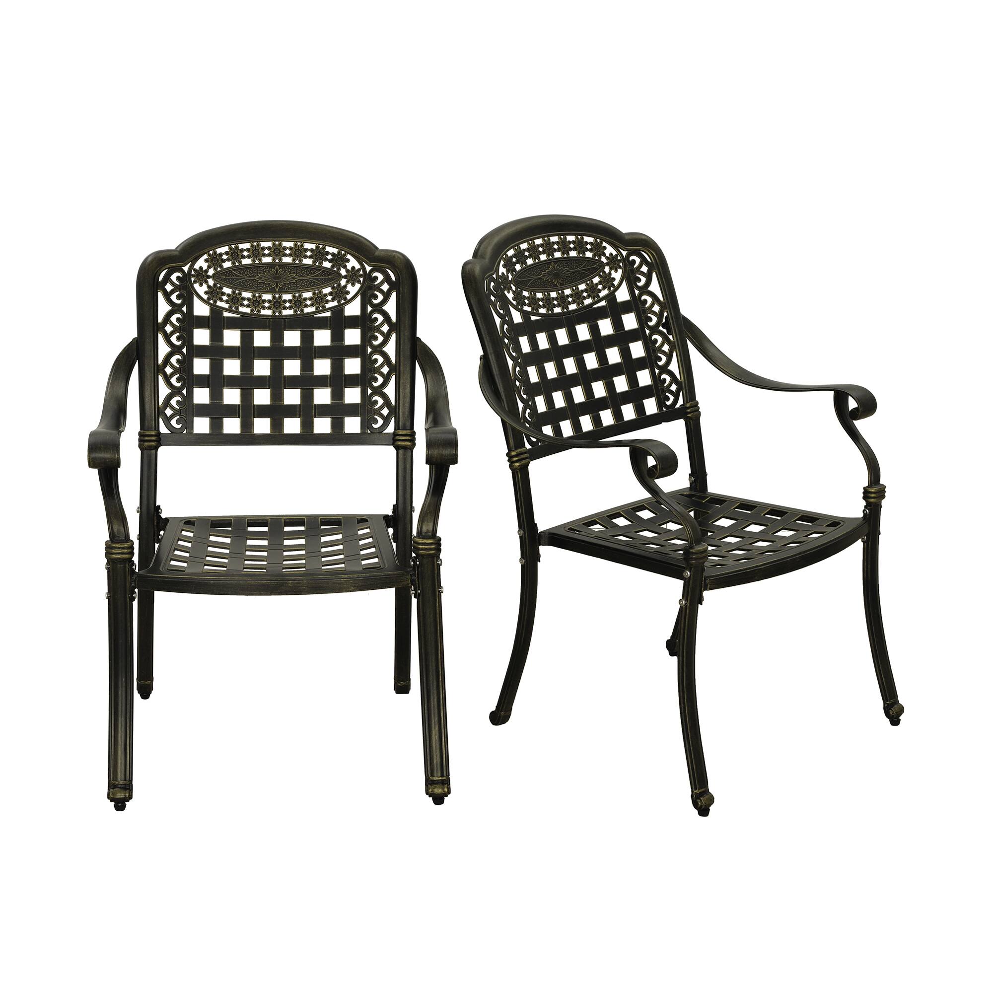 Back. Mondawe - 2 Piece Cast Aluminum Dining Chair - Bronze.