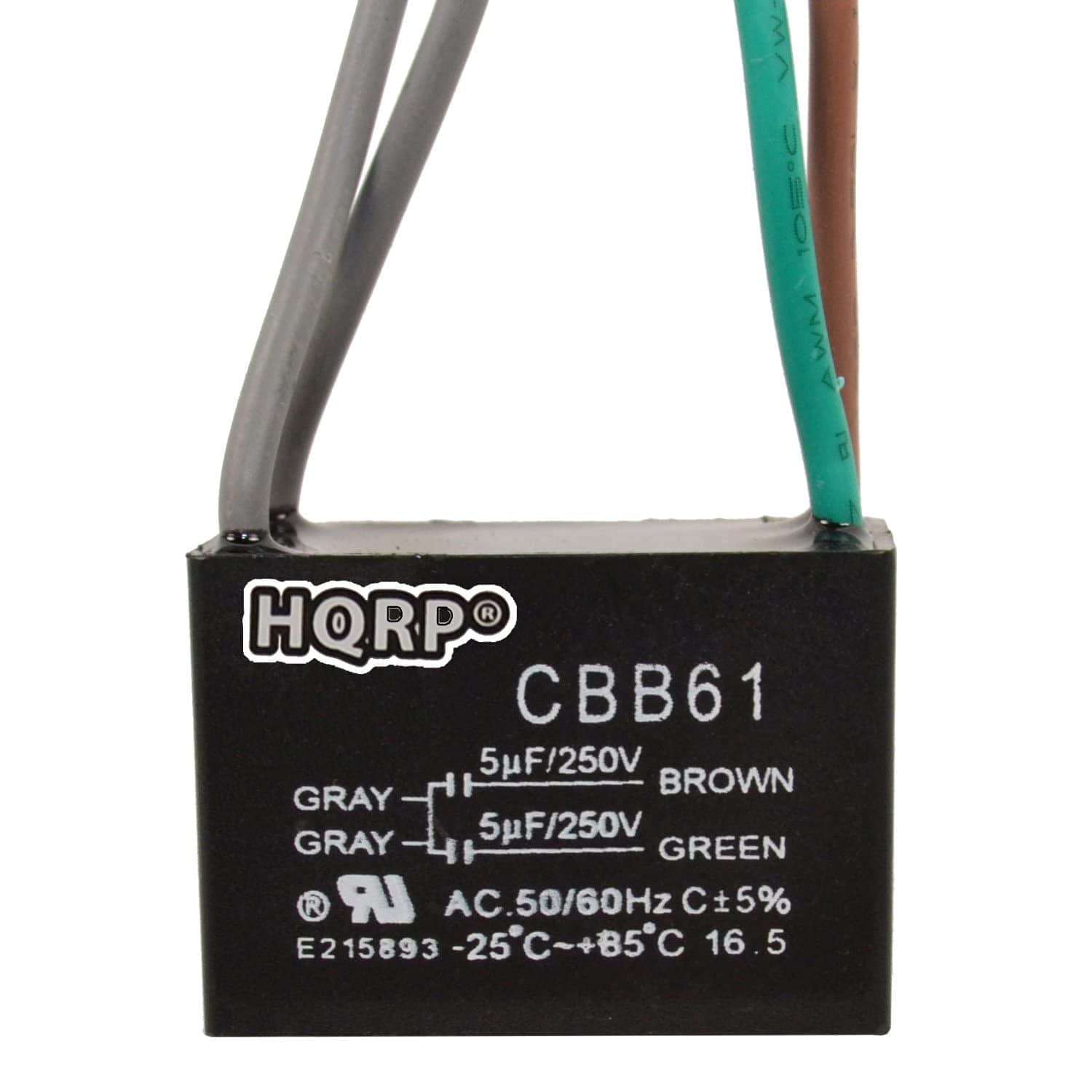 HQRP - Ceiling Fan Motor Capacitor CBB61 5 uF + 5 uF 4-Wire 250 V AC Replacement for Hunter price history on PriceWatchPro