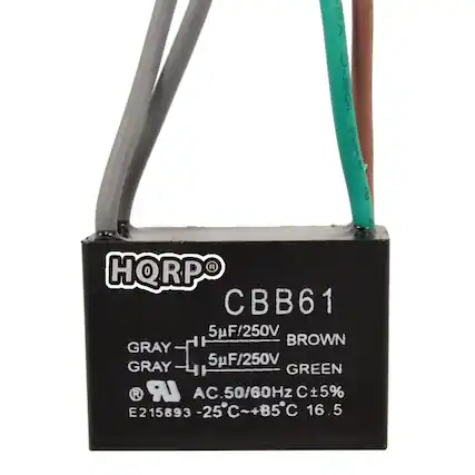 MA 105C AWM 1 HQRPO CBB61 5uF/250V BROWN GRAY GRAY 5uF/250V GREEN R LR AC AC 50/60Hz C+5% E215893 -25C~+85C 16.5