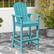 Back. Costway - Outdoor HDPE Bar Height Stool Patio Tall Chair Armrest Footrest All Weather - Turquoise.
