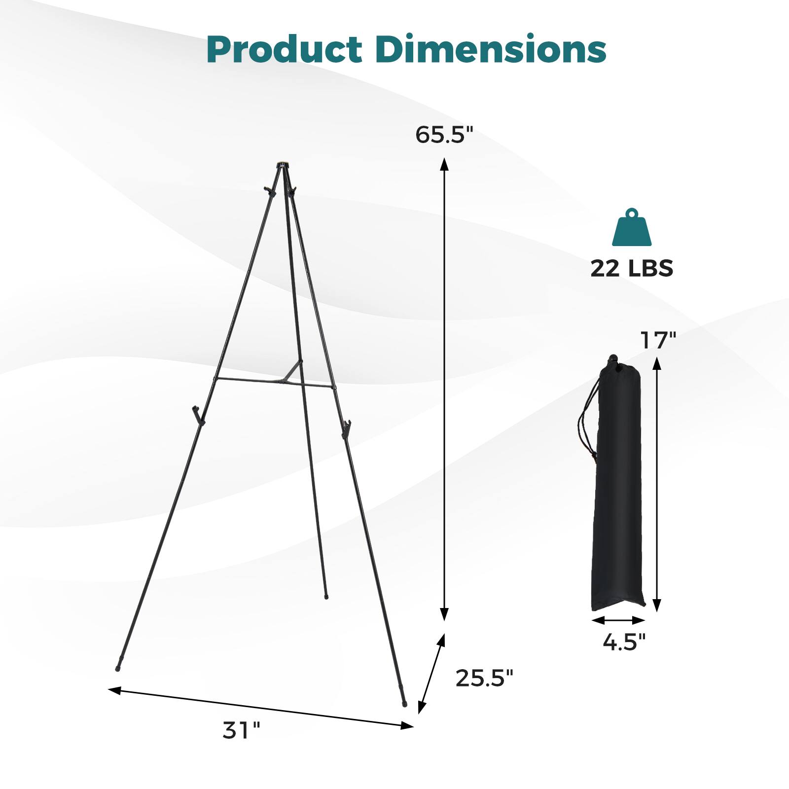 Product Dimensions: 65.5" x 25.5" x 31" x 17" x 4.5"  
Weight: 22 LBS