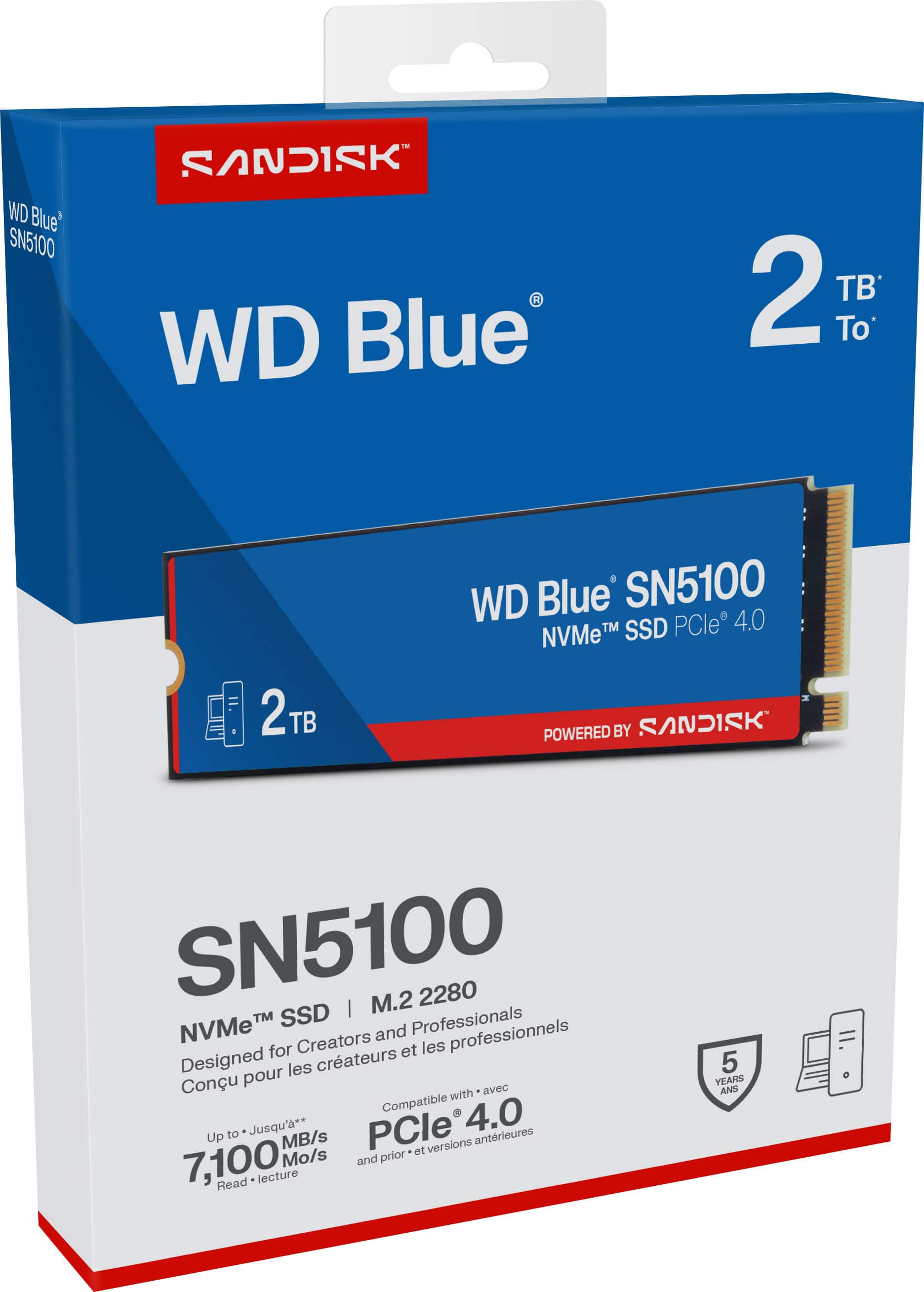 SanDisk WD Blue SN5100 2TB Internal SSD PCIe Gen 4 x4 NVMe for