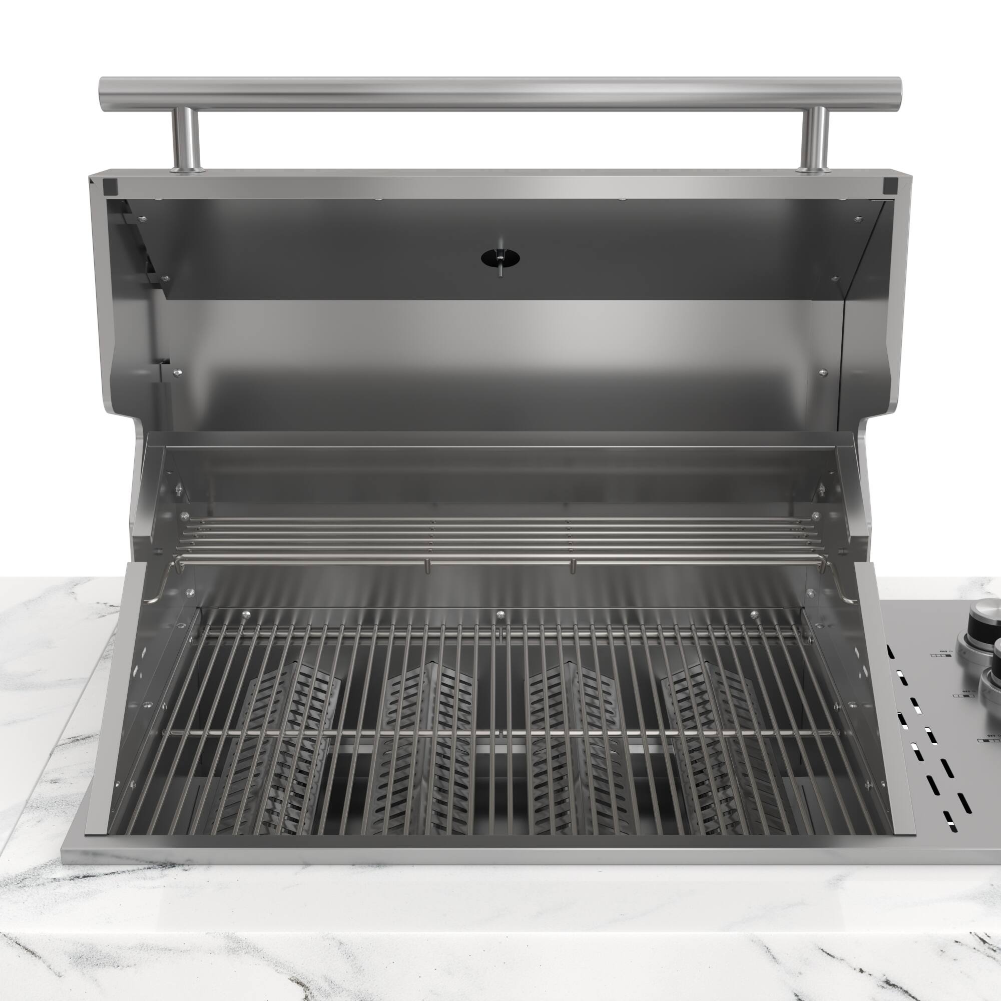 Alt View 8. Koolmore - Outdoor Kitchen Suite With White Rock Beam Countertop, 4 Burner Grill, Refrigerator, Cabinet and Stainless Steel Sink - White.