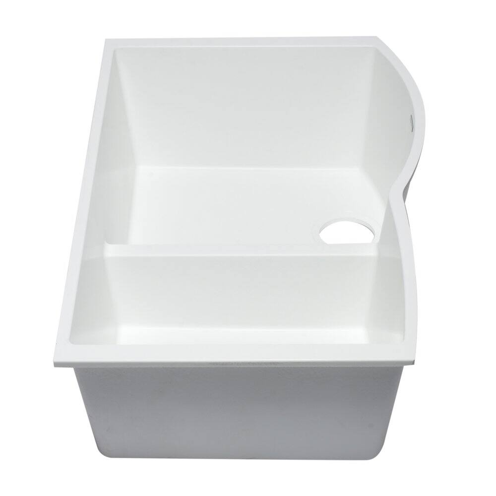 Alt View 1. Alfi - White 33" Double Bowl Undermount Granite Composite Kitchen Sink - White.