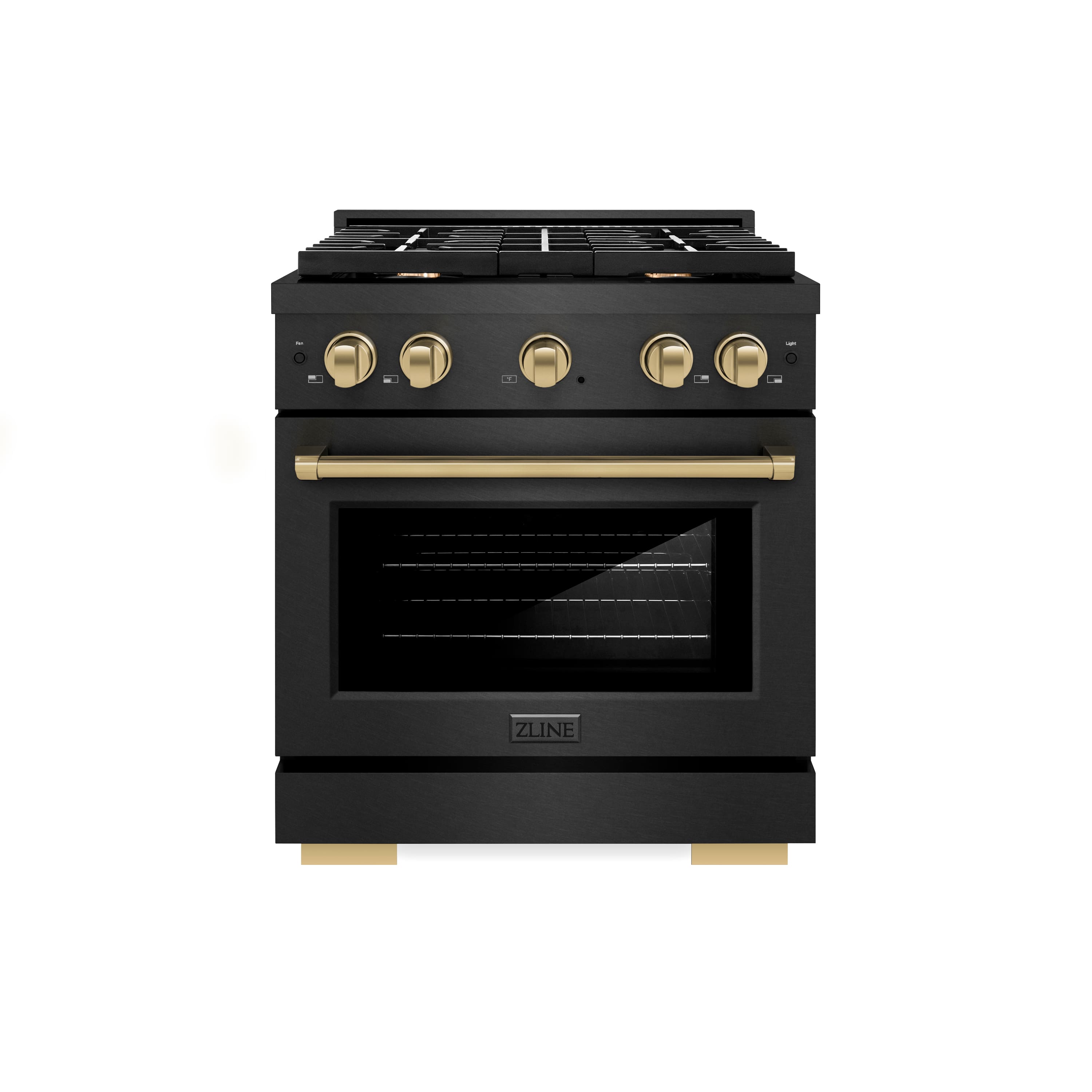 Front. ZLINE - Autograph 30 in. 4.2 cu. ft. Freestanding Paramount Dual Fuel Range in Black Satin Stainless Steel with Bronze Accents - Black Satin Stainless Steel.