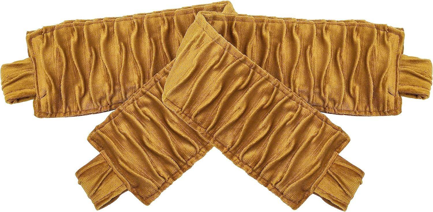 Alt View 3. Kate Aurora - Kate Aurora Christmas Essentials Light Filtering Complete Attached Velvet Window Curtains & Valance Set - Gold - Gold.