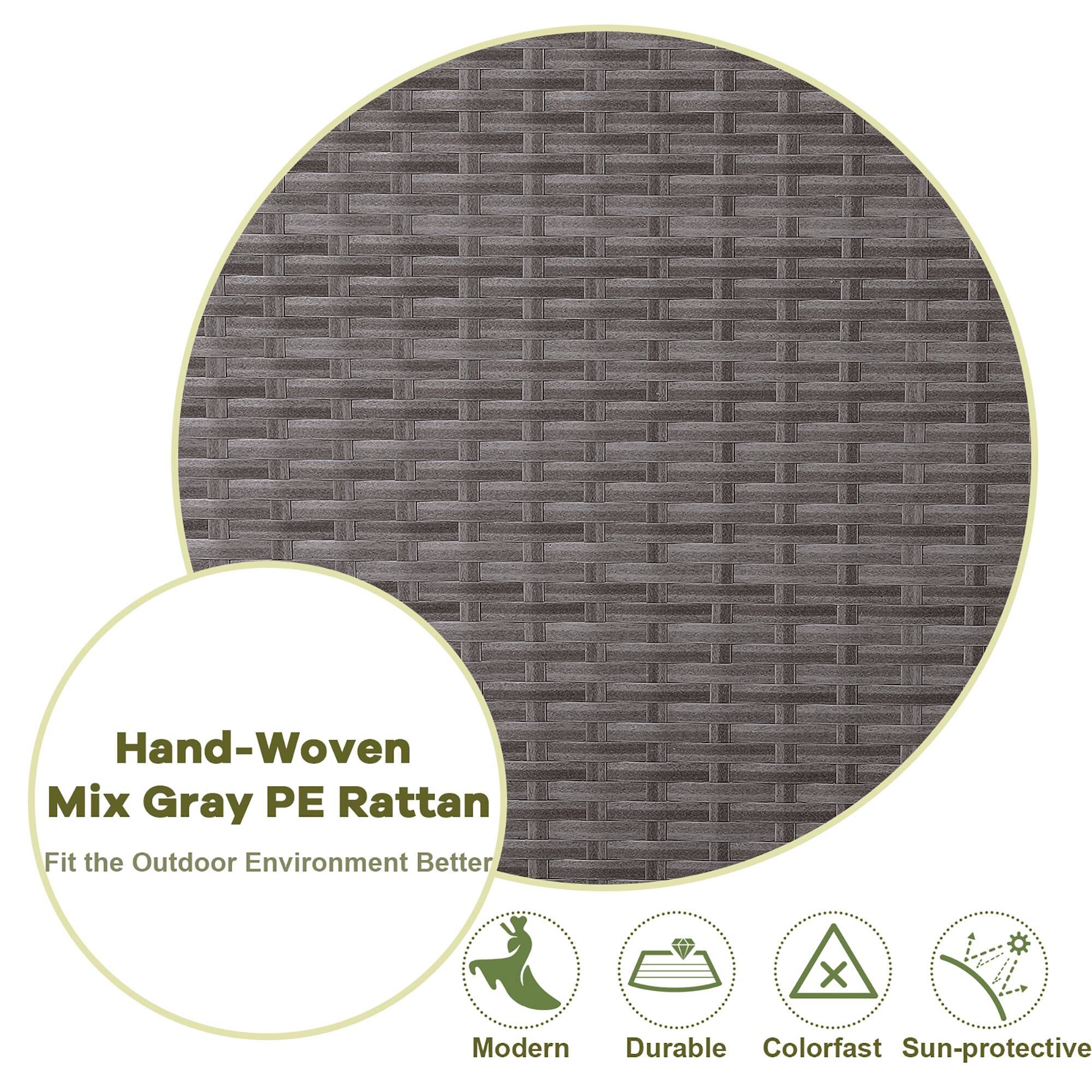Hand-Woven Mix Gray PE Rattan  
Fit the Outdoor Environment Better  

Modern  
Durable  
Colorfast  
Sun-protective