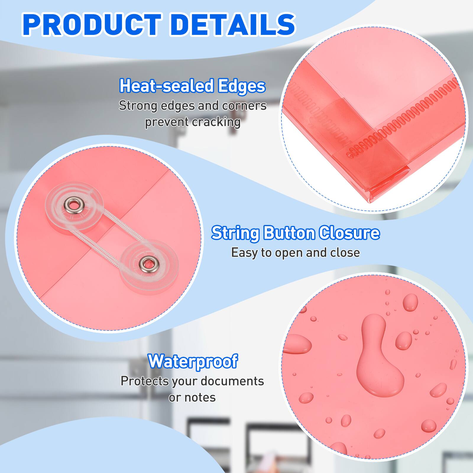 Unique Bargains 3pcs Plastic Envelopes with Button String Tie Closure ...