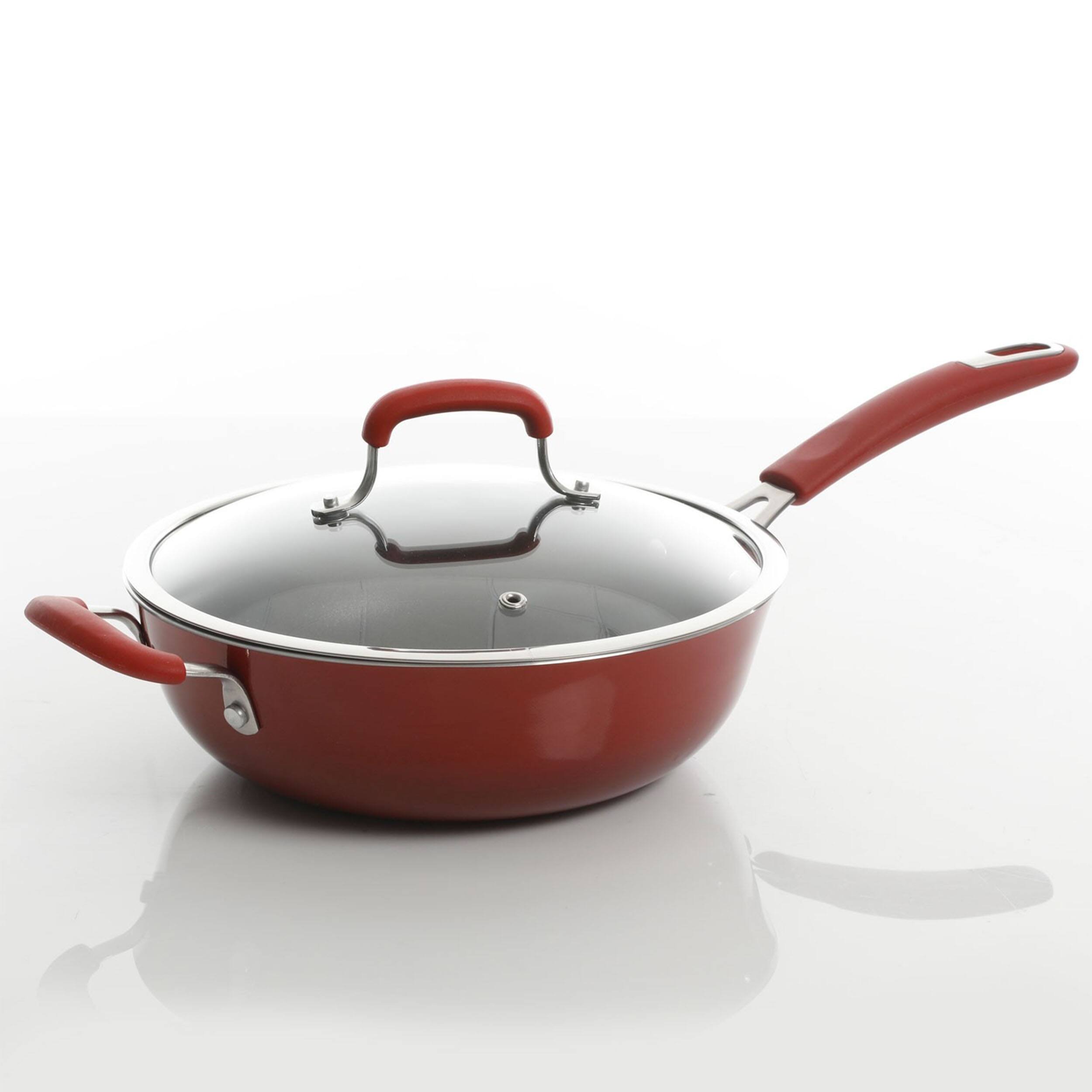 Alt View 8. Kenmore - Kenmore Elite Andover 10 Piece Nonstick Aluminum Cookware Set in Red Gradient - Red Gradient.
