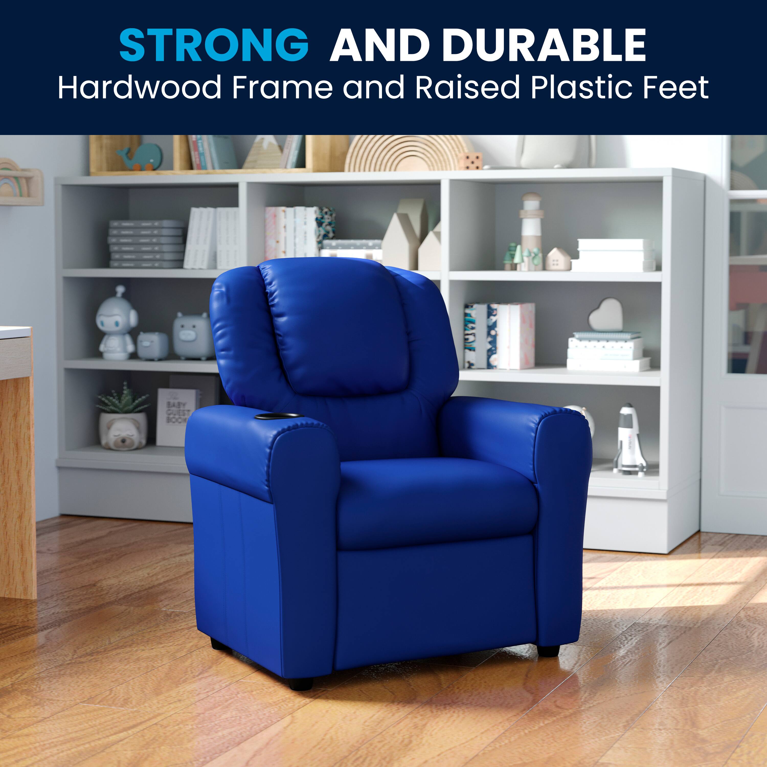 STRONG AND DURABLE  
Hardwood Frame and Raised Plastic Feet