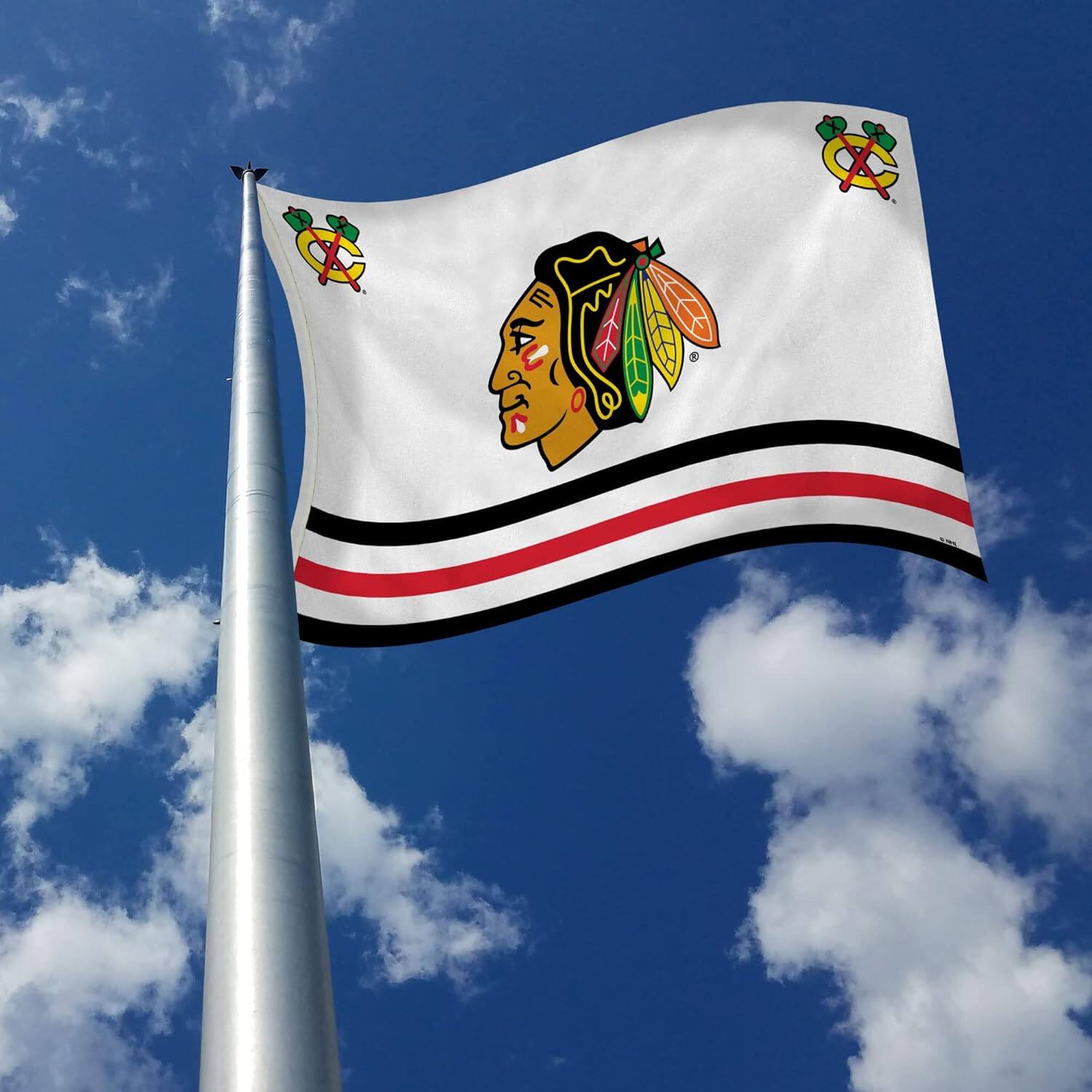 Alt View 2. Rico Industries - Chicago Blackhawks 3X5 Indoor Outdoor Banner Flag with grommets for hanging - Multi.