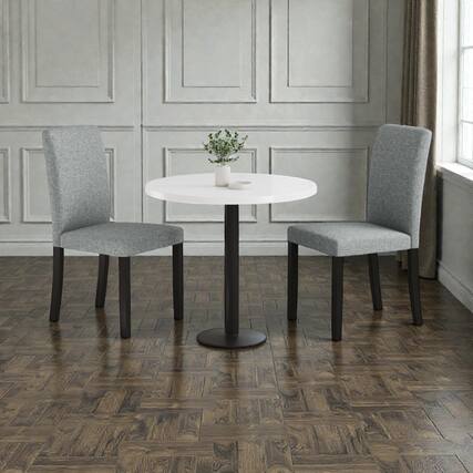 Front. Hivvago - Two Modern Dining Chairs Featuring Mid-Century Design and Wooden Legs - Gray, Black.