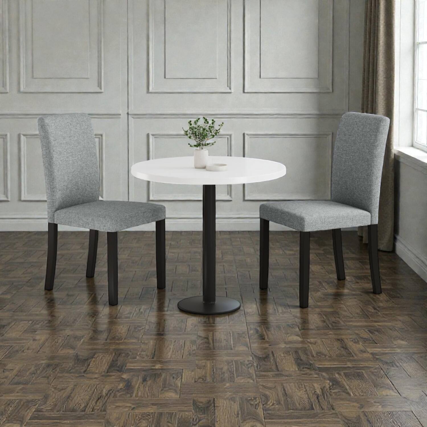 Front. Hivvago - Two Modern Dining Chairs Featuring Mid-Century Design and Wooden Legs - Gray, Black.