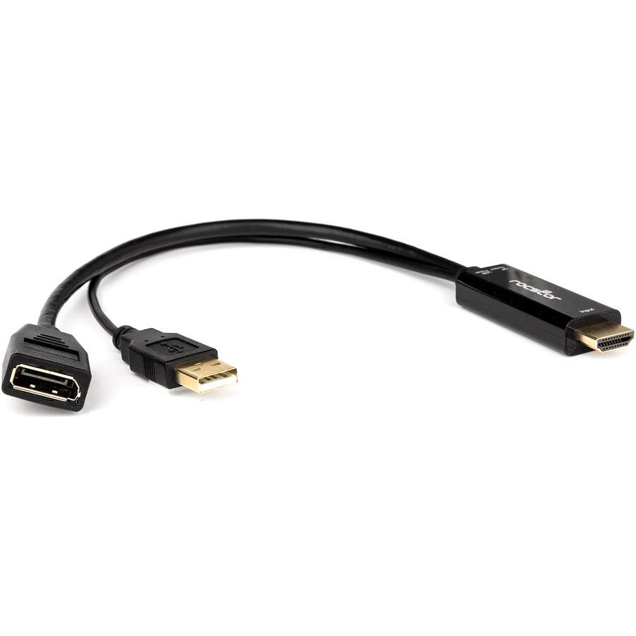 Alt View 3. Rocstor - Rocstor HDMI to DisplayPort 4K@30Hz Adapter M/F - Black - 8.70" DisplayPort/HDMI/USB A/V Cable for Audio/Video Device - Black.