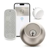 Level - Lock+ Connect with Keypad Smart Lock Bluetooth/Wi-Fi Replacement Deadbolt with App / Keypad / Key Access - Satin Nickel - Front_Zoom