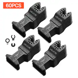 VEVOR - 60PCS Oscillating Saw Blades Japanese Teeth, Universal Quick Release Oscillating Multi Tool Blades,Multitool Tool Blades - Black