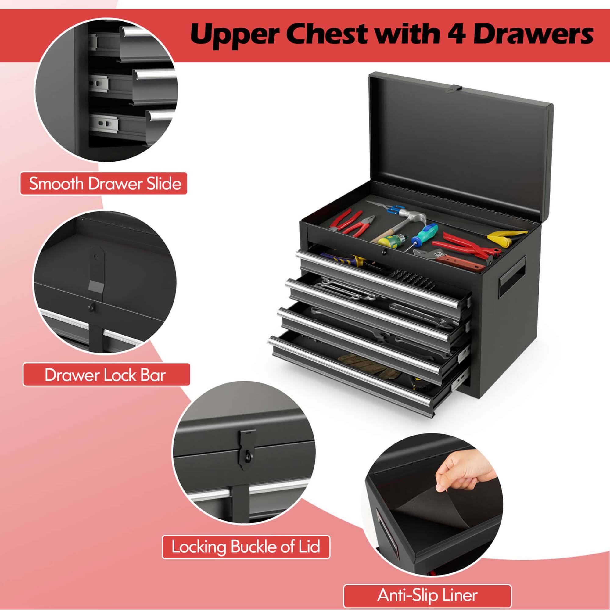Upper Chest with 4 Drawers

- Smooth Drawer Slide
- Drawer Lock Bar
- Locking Buckle of Lid
- Anti-Slip Liner
