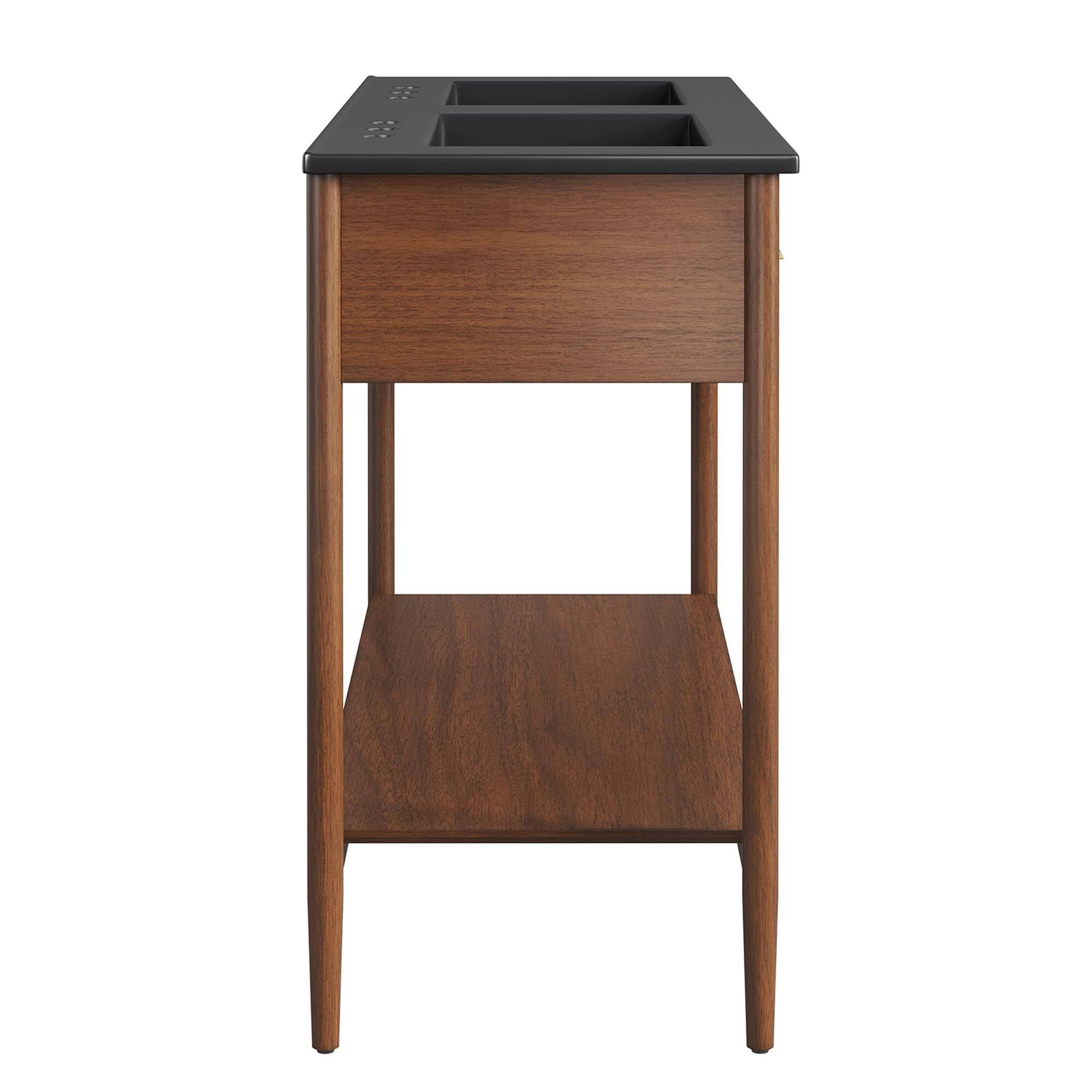 Alt View 2. Modway - Zaire Bathroom Vanity Basin Included by Modway - Walnut Black.