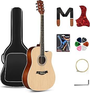 Front. CAHAYA - CAHAYA Acoustic Guitar Beginner Kit - 41in Adult All Wood Starter Set with Thickened Gig Bag for Kids Teenager CY007-1.