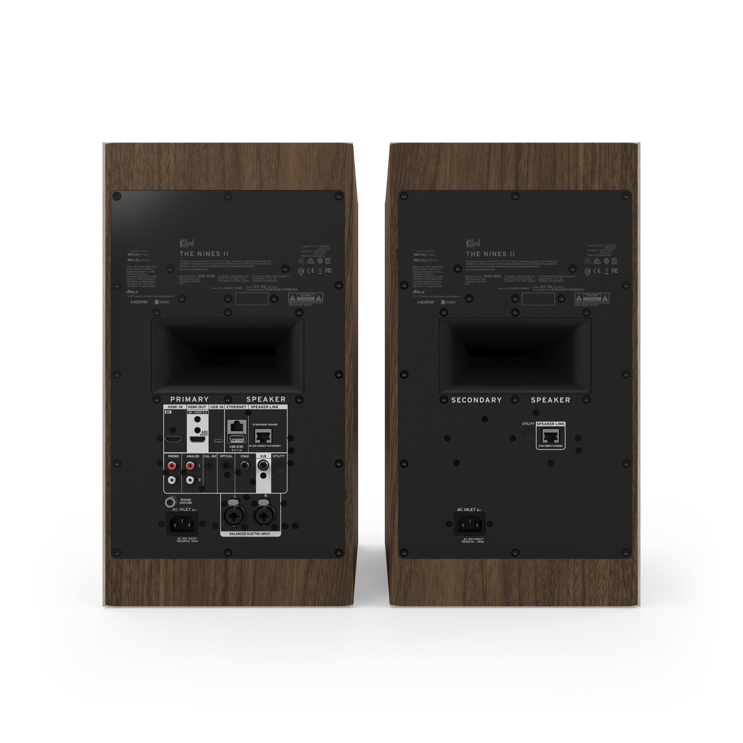 Klipsch The Nines II Powered Bookshelf Speakers (Pair) Walnut