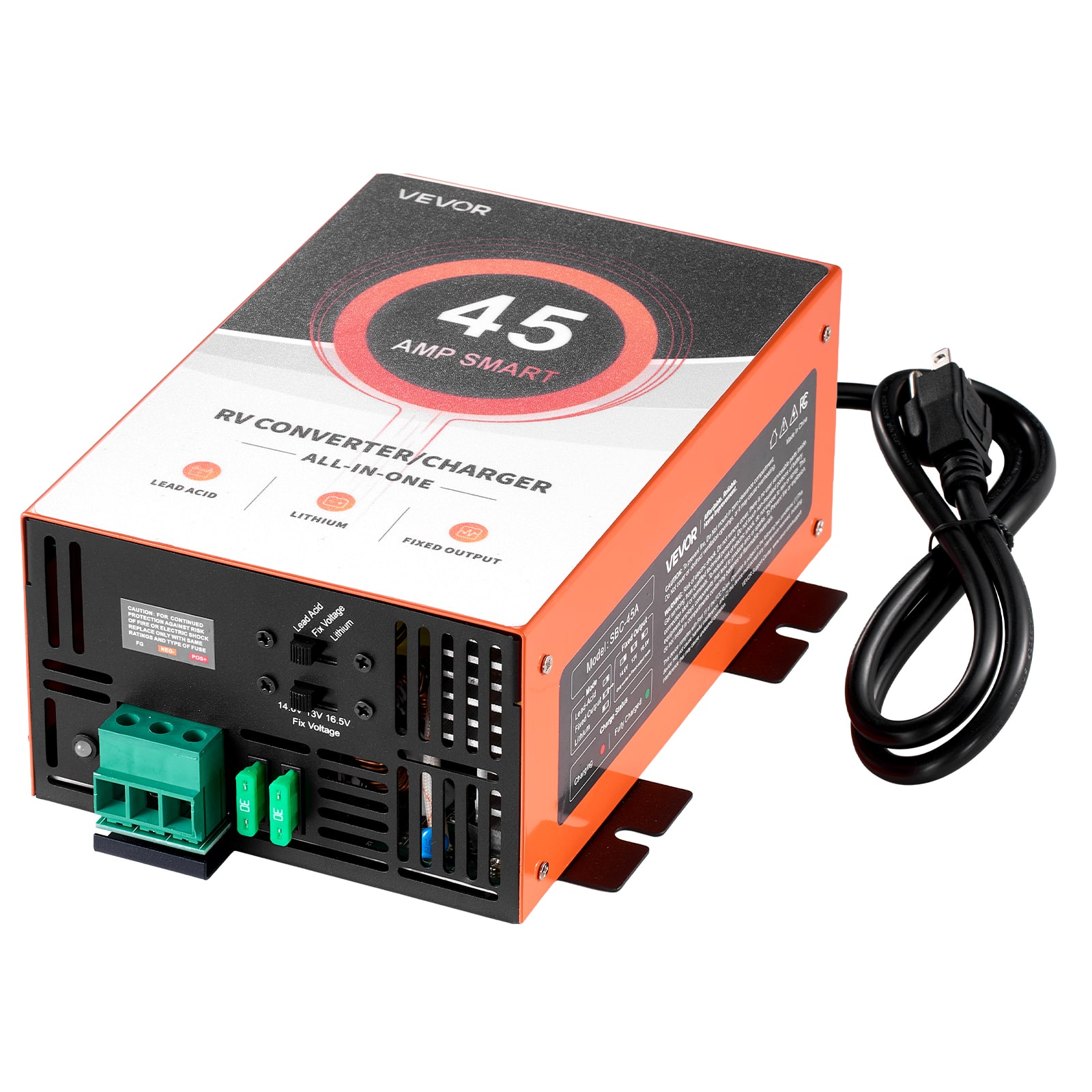 VEVOR - RV Power Converter, 45 Amp, 110V AC to 12V DC RV Converter Battery Charger, Multi Stage Smart Charging, 13V to 16.5V - Black;Orange price history on PriceWatchPro