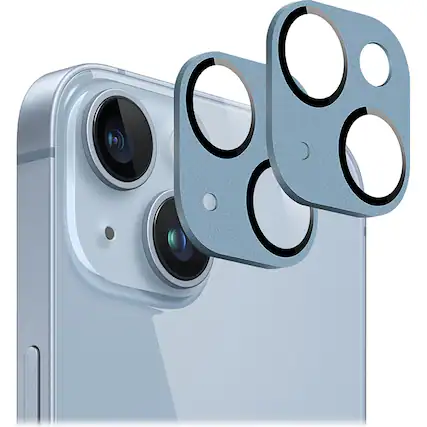Angle. SaharaCase - ZeroDamage Camera Lens Protector for Apple iPhone 14 and iPhone 14 Plus (2-Pack) - Blue.