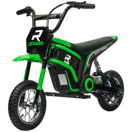 Ecooso - 24V Electric Dirt Bike, Kids Battery Ride-On Motorcycle Toy Car with Twist Throttle, Brake, Music, and Suspension - Green