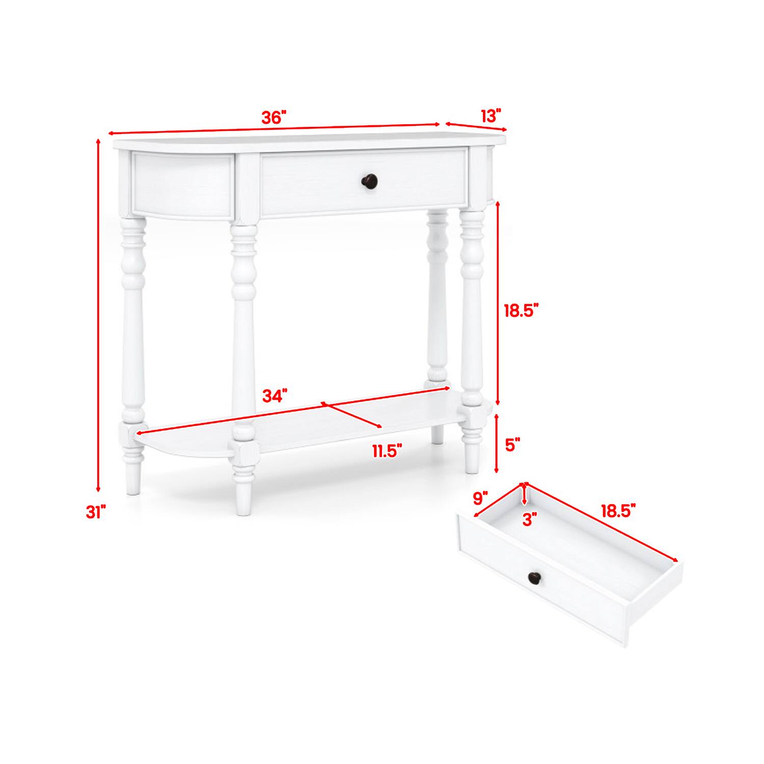 36" 13" 18.5" 34" 11.5" 5" 31" 9" 3" 18.5"