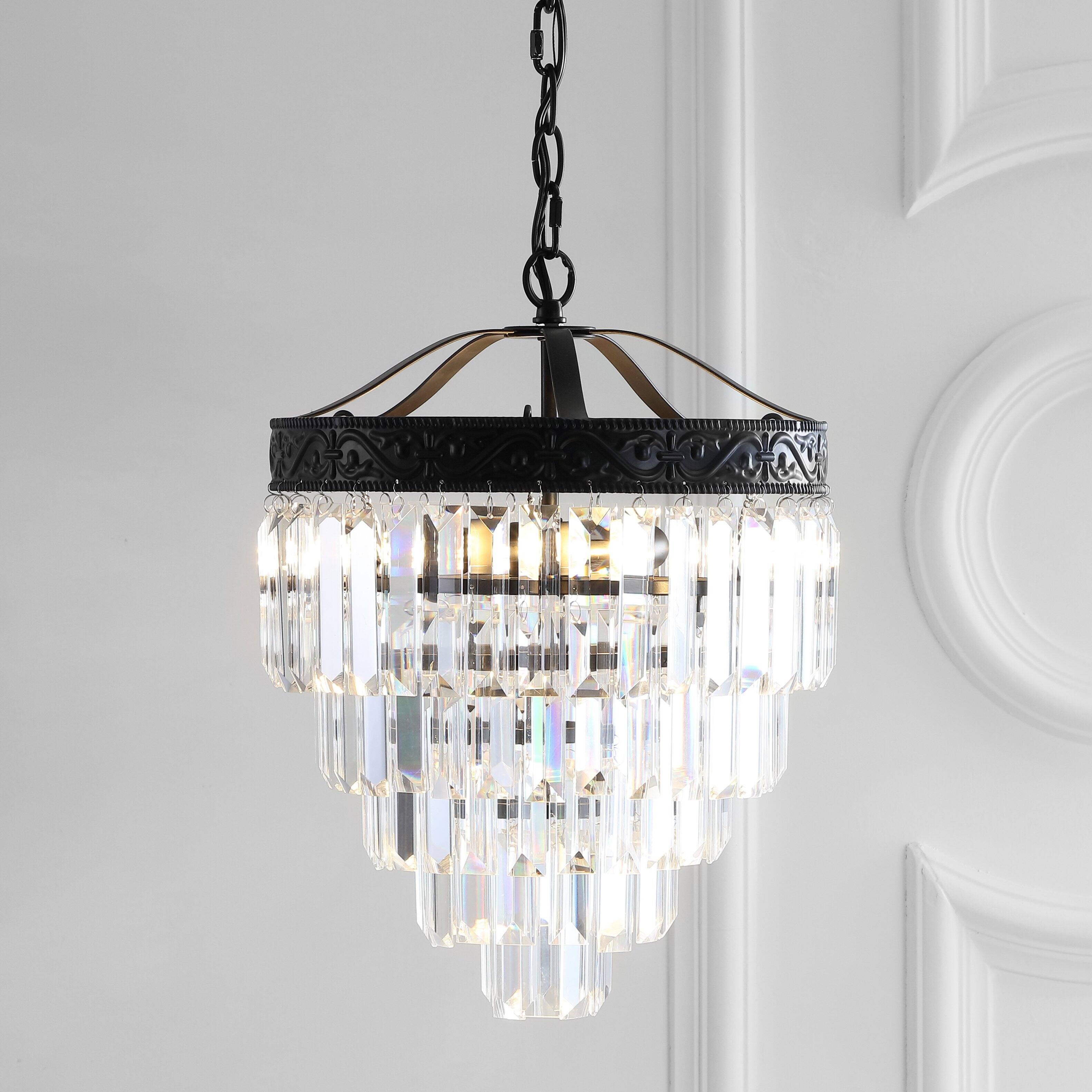 Alt View 1. Jonathan Y - Wyatt 12" 2-Light Crystal LED Chandelier, Bronze/ Clear - Bronze / Clear.
